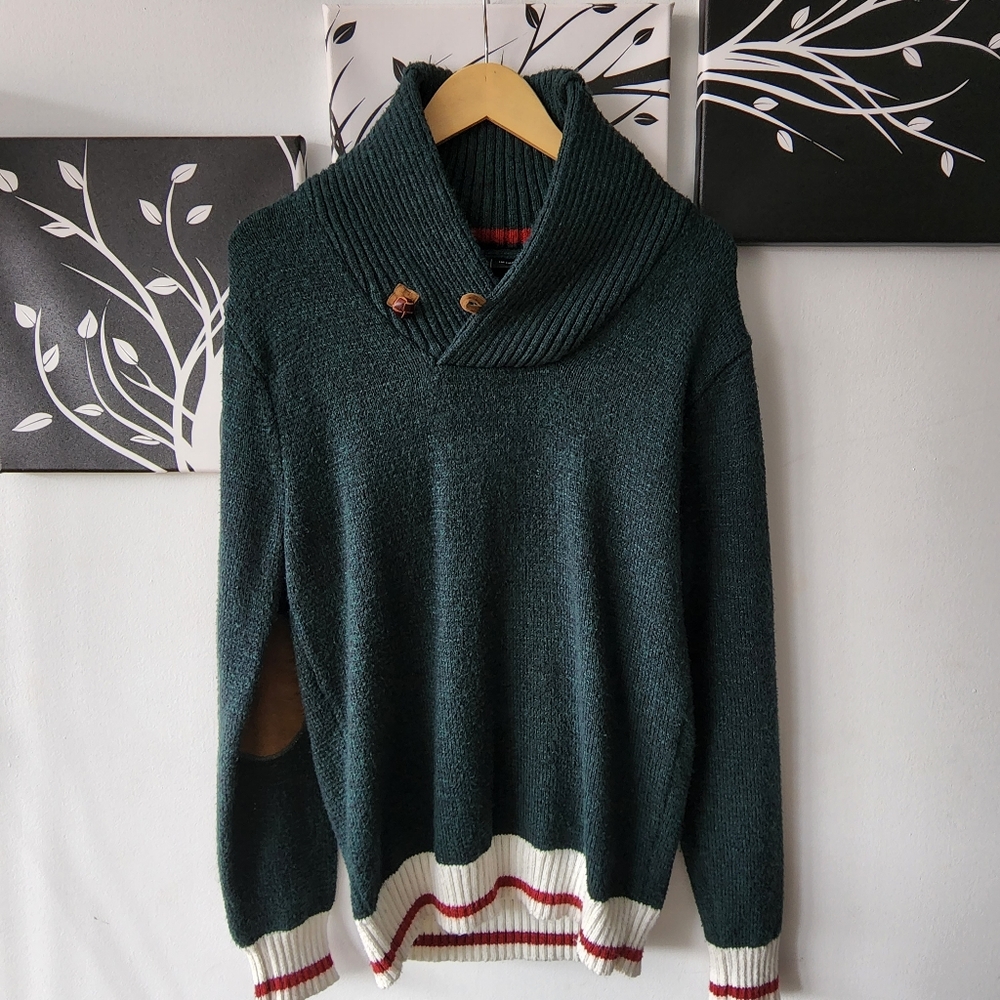 Simons Green Shawl-Collar Sweater